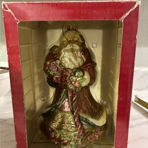 Fitz and Floyd Ornament  renaissance glass 8” santa